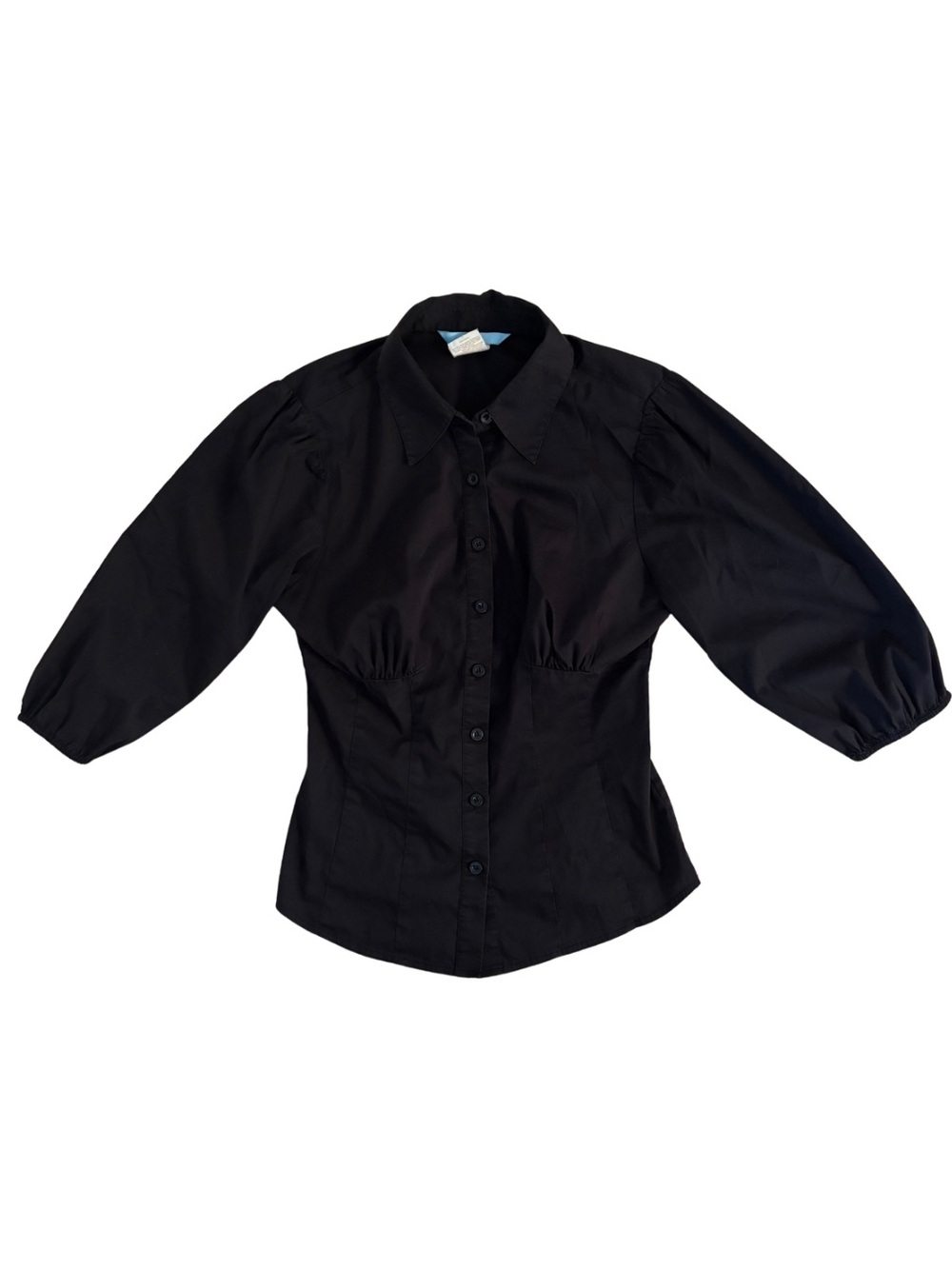 2000’s Guess by Marciano Black Puff-Sleeve Button-Front Shirt